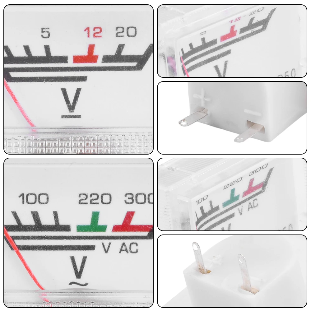 91C16 DC 0-20V 91L16 AC 0-300V Pointer Type Voltmeter Voltage Meter Tester 40X40mm