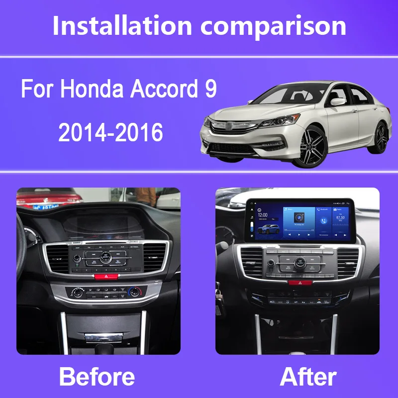 12.3 Inch For Honda Accord 9 2014-2016 1920*720 Resolution Car Multimedia Player Gps Radio Android 12 Octa Core Carplay