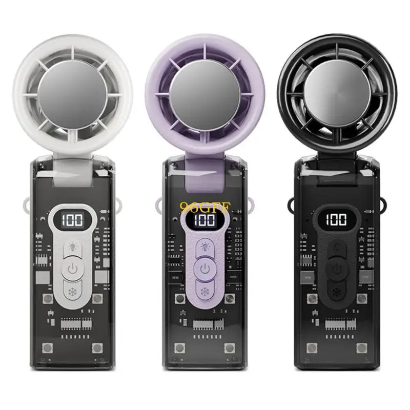 

96GF Foldable Handheld Fan 100 Speed Mini Cooling Desk Fan Quiet Handheld Fan with Digital Display USB Rechargeable Table Fan