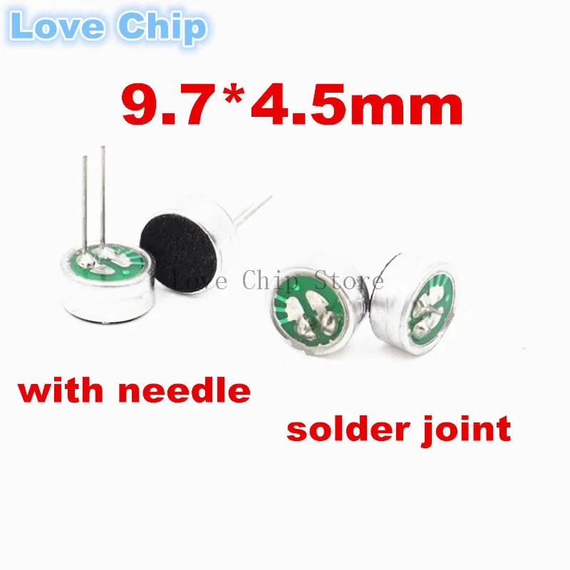 

100pcs 9x4.5mm 9745 Capacitive Electret Microphone with 2 Pin Pick-up Sensitivity MIC Condenser MP3 Loudspeaker Speaker