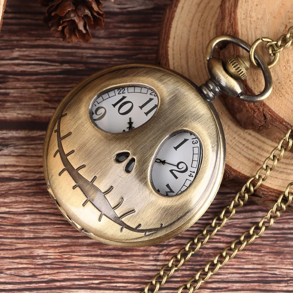 TIEDAN Hollow Quartz Pocket Watch Necklace Vintage Bronze Trend Fashion Watch Pendant Chain Fob Watch