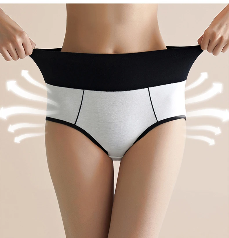 High Waist 4Pcs Plus Size Women Panties Leak Proof Menstrual Pants Widen Period Underwear Physiological Cotton Female Briefs