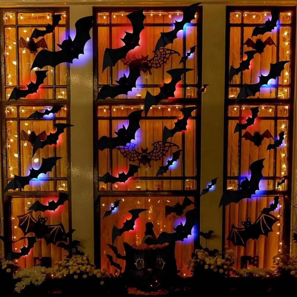 

Halloween Home Decor with Led Led 3d Bat Sticker Glowing 3d Bat Wall Decor Set for Halloween Party Indoor Outdoor Home Led Bat
