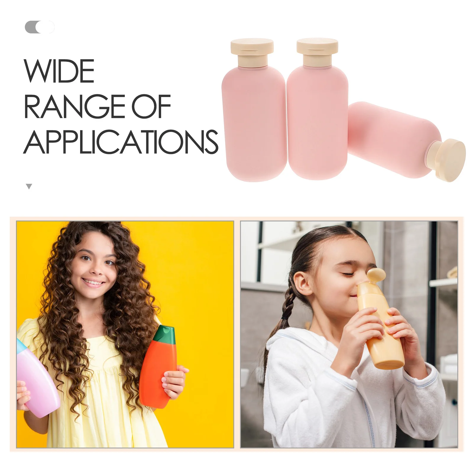 Bouteilles de douche rechargeables étanches, 3 pièces, conteneurs à presser roses de taille de voyage pour shampoing, Lotion de lavage du corps, adaptées aux enfants