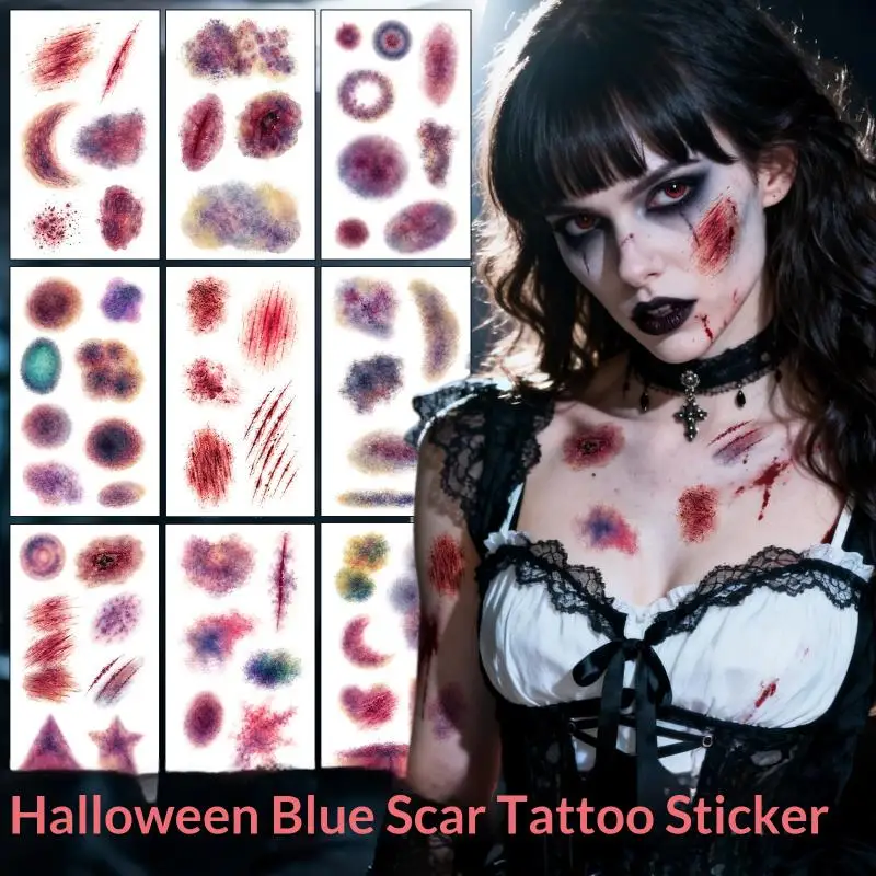 10 Sheets Realistic Halloween Bruise Scar Temporary Tattoos Waterproof Long Lasting For Cosplay Costume Parties Prank Events