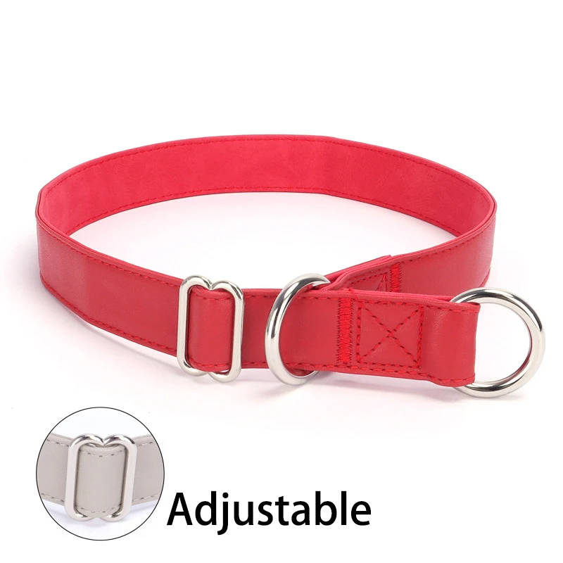 Slip Collar PU Leather Dog Choke Collar for Dog Training- No Pull Martingale Dog Collar for Small Medium Large Dogs Greyhound