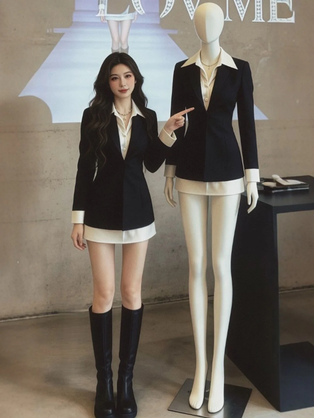 

Корейское модное платье-имитация двойки с длинным рукавом, приталенное, для весны, лета и осени, для делового и повседневного стиля, для города и поездок на работу.