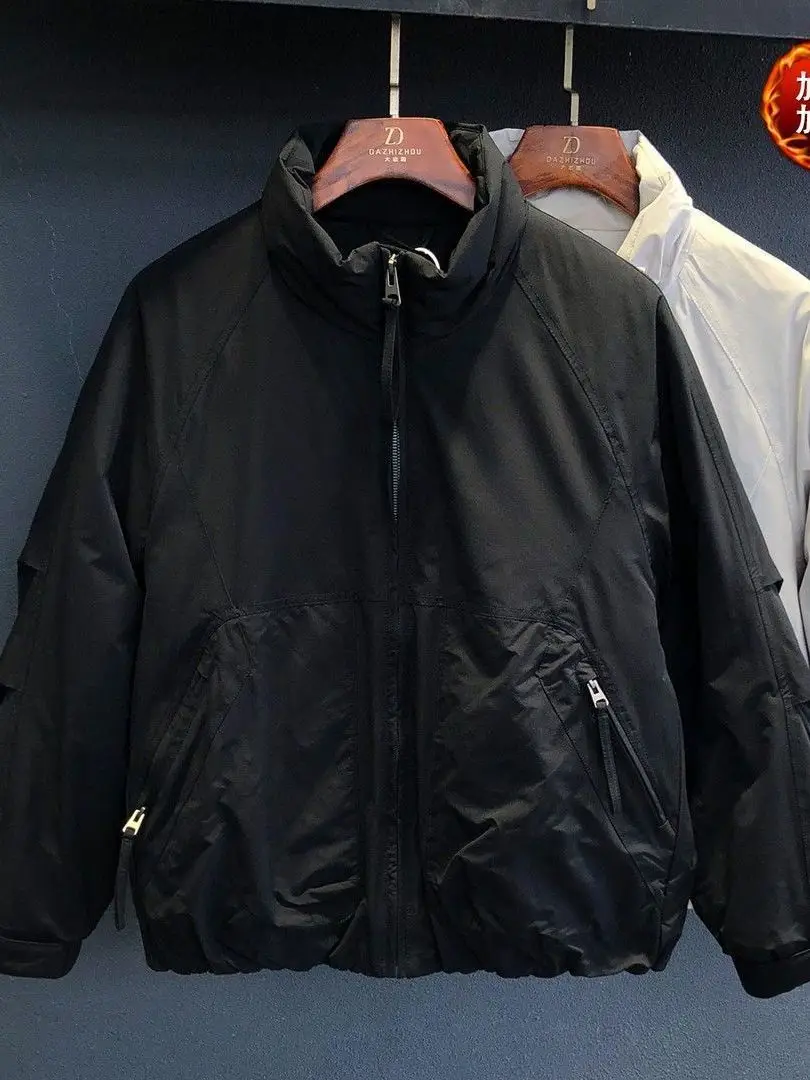 

Casual Cotton Jaet for Men Trendy Outerwear Stand Fit Long Sve Pure Color Youthful Sle Cleanfit Stand Collar