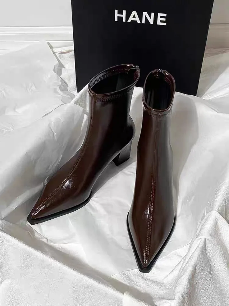 Chelsea Ankle Boots Basic High Heels Boots 2025 Women Fashion Pointed Toe Shoes Women Band Non-slip Comfortable Boots 222