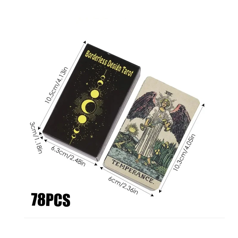 Borderless Design Tarot 78 Card Tarot Deck Entertainment Mysterious Fate Divination Card Board Game Tarot Oracle Card