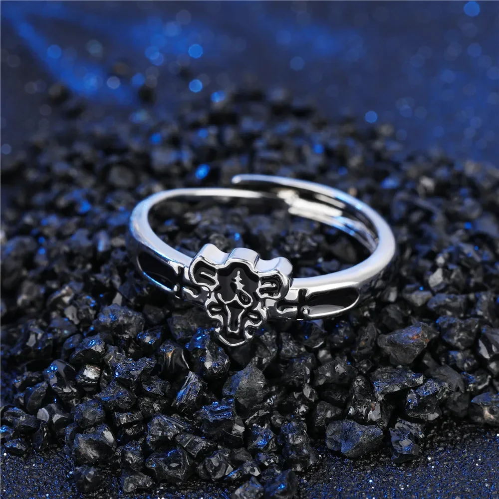 Anime Black Clover Quartet Knights Cosplay Ring Demon Asta Adjustable Alloy Rings Unisex Jewelry Prop Accessories Gift