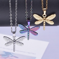 Metal Stainless Steel Dragonfly Pendant Necklaces For Women Men Accessories Chain Neck Necklace Collares Para Mujer Wedding Gift