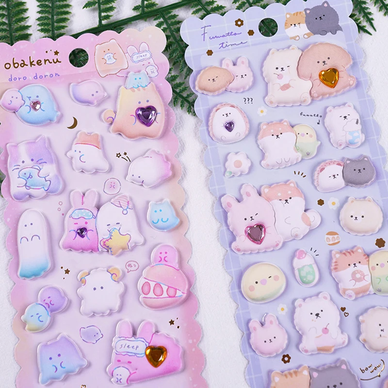 1 Stuks Kawaii Cartoon Stickers Schattige 3d Gezwollen Sticker Kinderen Dagboek Scrapbooking Briefpapier Sticker Kinderen Prijs Geschenken