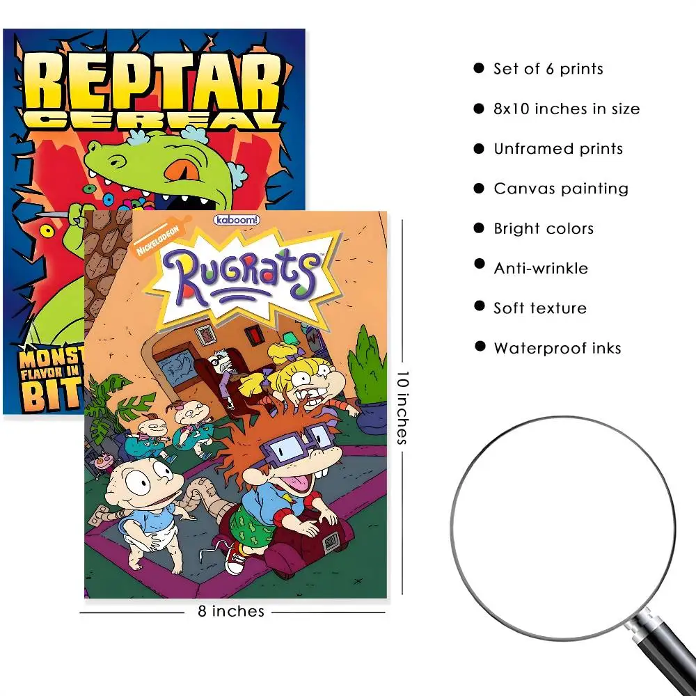 الكلاسيكية أنيمي R-RugratS المشارك المياه برهان ورقة طباعة غرفة ملصقات ديكور لتزيين الغرف الفن الجدار الديكور غرفة نوم غرفة المعيشة