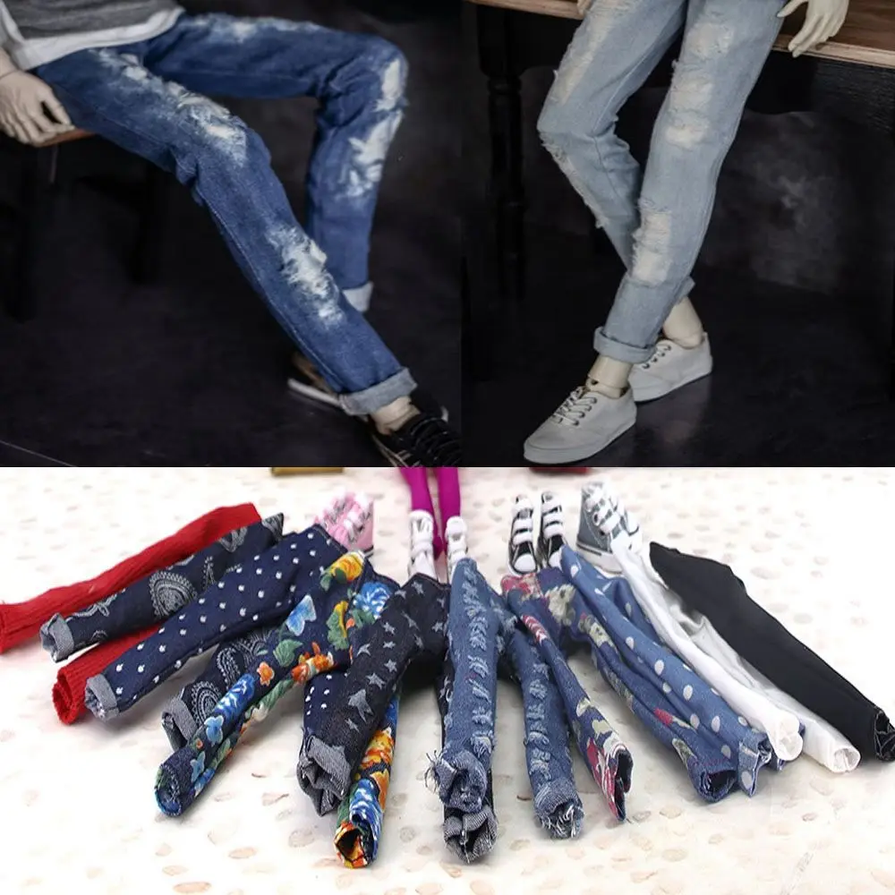 Neue Mode Floral Jeans Leder Hosen Casual Trägt Kleidung Multistyles Hosen für 11,5 "1/6 BJD Puppen Zubehör