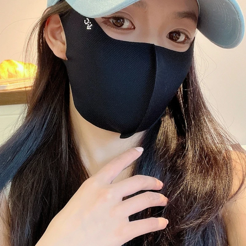 Thin Threaded Hyaluronic Acid Sunscreen Masks Washable Breathable UV Protection Face Mask Soft Skin Care Outdoor Face Covers