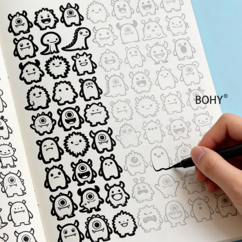 An Adult Decompression Coloring Drawing Album, Include Delicate Illustrations of Theme Lines Such As Animals/cakes/small Monster