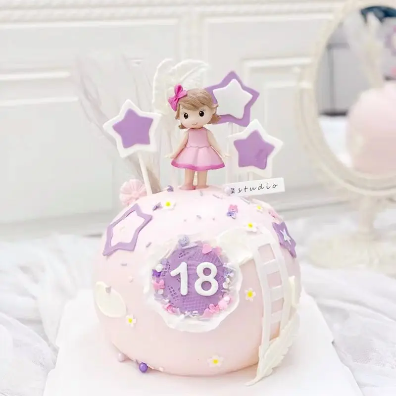 Girl Birthday Party Cake Decoration Cute Miniature Girl Figurines For Girl Birthday Party Supplies Fairy Cake Topper Ornament - view 4