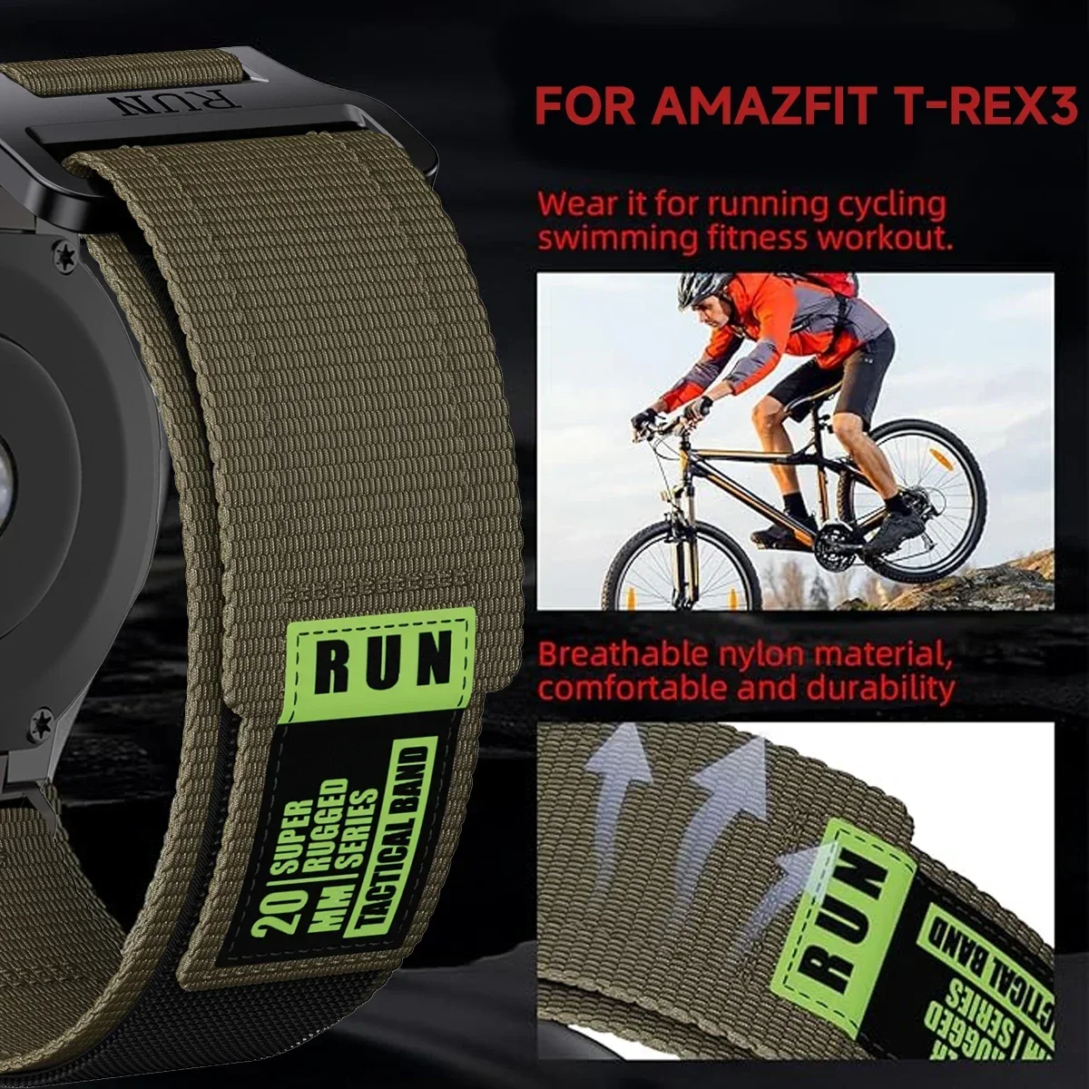 Cinturino in nylon per Amazfit T-rex 3 2 Ultra cinturino per Huami Amazfit Trex Pro T Rex cintura sportiva accessori braccialetto Smartwatch