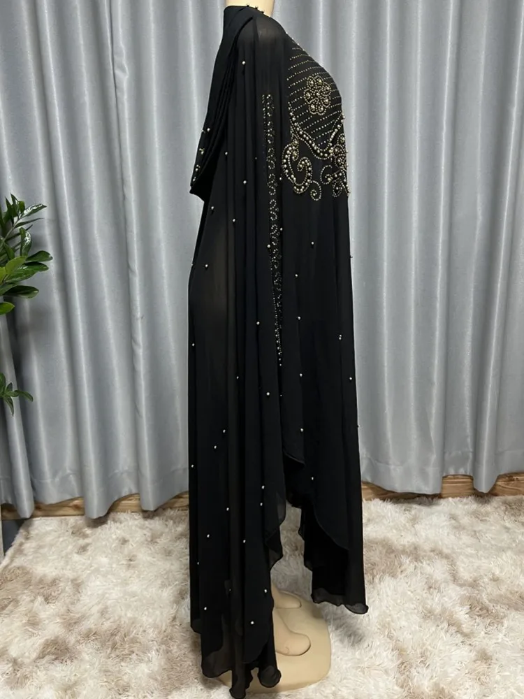 Abayas For Women Dubai Luxury Black Chiffon Boubou Muslim Fashion Dress Caftan Marocain Wedding Party Occasions Djellaba Femme