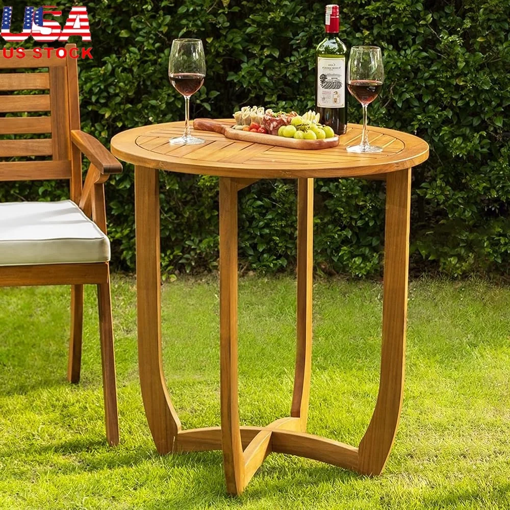 

Уличный обеденный стол для бистро, элегантный деревянный дизайн, сверхмощный, вместимость 270 фунтов, простая сборка, садовая мебель для патио в деревенском стиле