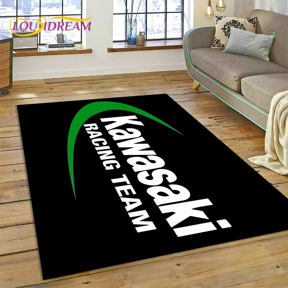 

3D-коврик с логотипом мотоцикла Kawasaki для спальни, гостиной, украшения дома, дивана, большой декоративный напольный коврик для детских игр, подарок