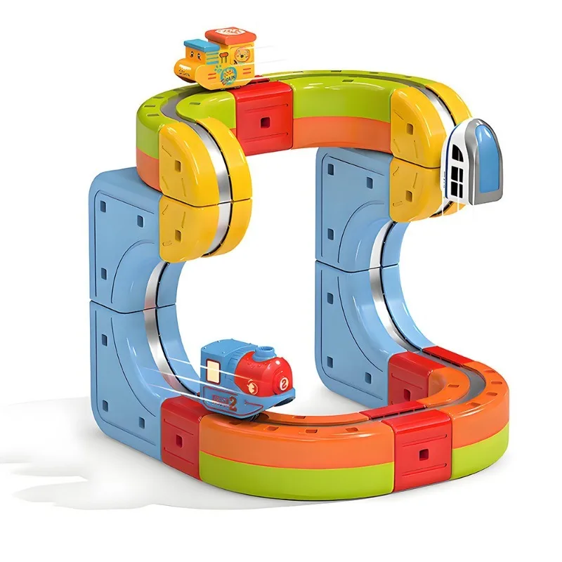 DIY Magnetic Versatile Electric Mini Train High-speed Rail Magic Adhesion Three-dimensional Track Montessori Educational Kid Toy