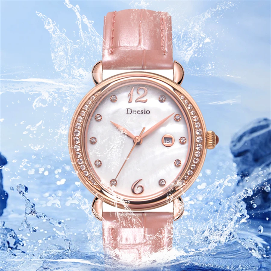 

Deesio Luxury Fashion Casual Ladies Quartz Wristwatches Japan Movement Women's Watch Sea Shell Dial Design Reloj Para Mujer