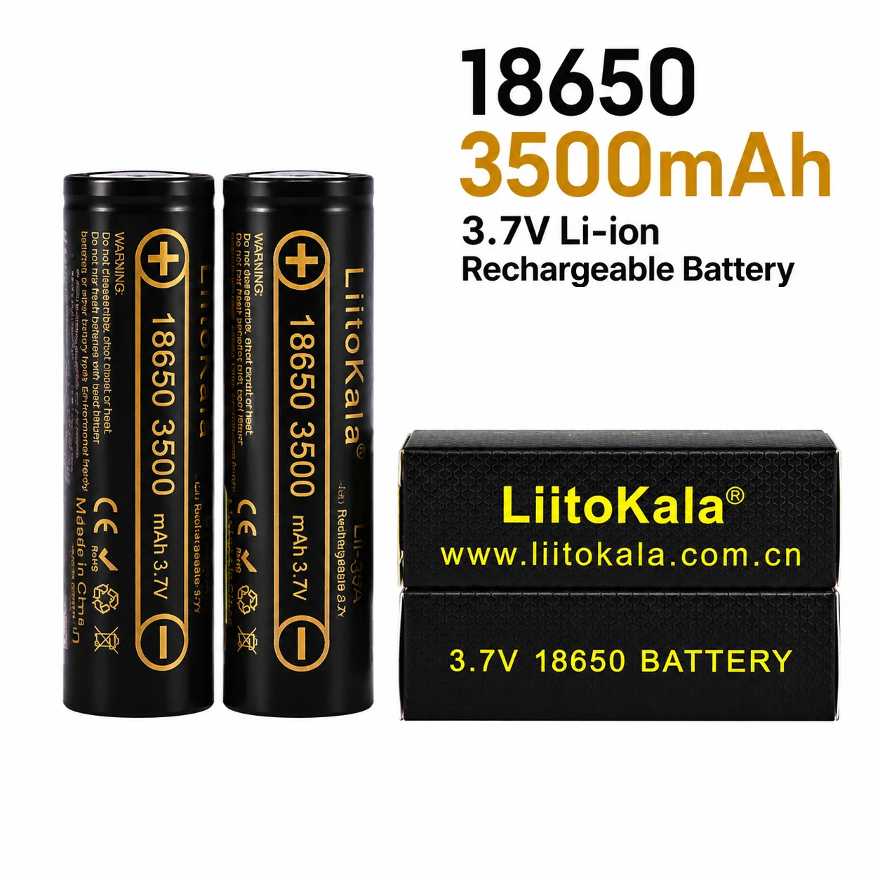 Liitokala 18650 3500mAh 3.7V Li-ion Rechargeable Battery for Flashlight Power Tools Solar Lights Small Fans