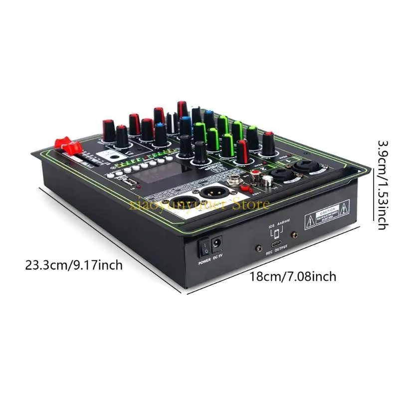 4-Channel Mixing Console Outdoor Stage Karaoke Multifunctional Build-In Sound Card Digital Reverberation Mixer P9JB