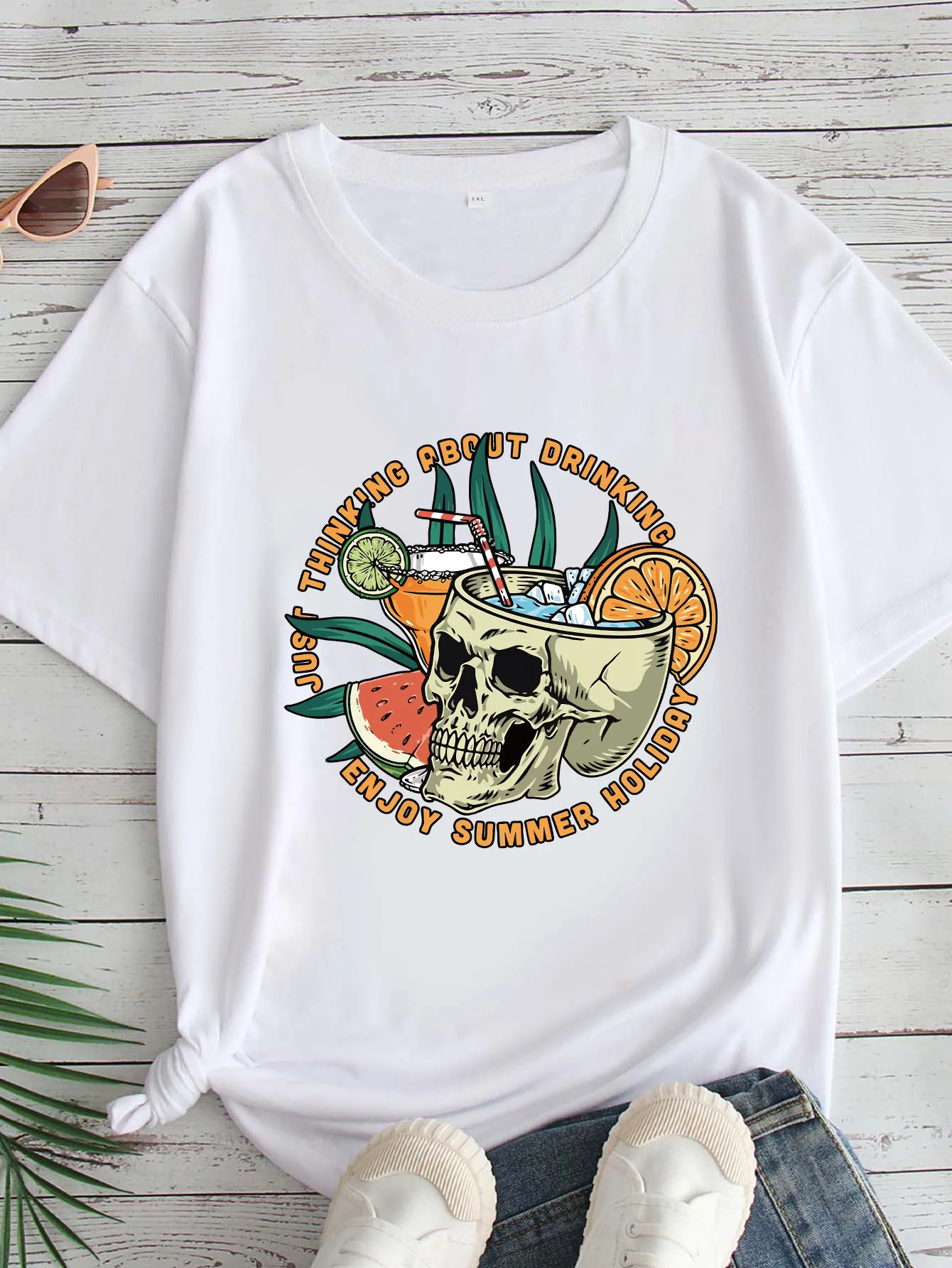 

Женская футболка большого размера с принтом, круглым вырезом и короткими рукавами, размеры 1-7XL, удобный повседневный топ в европейском стиле