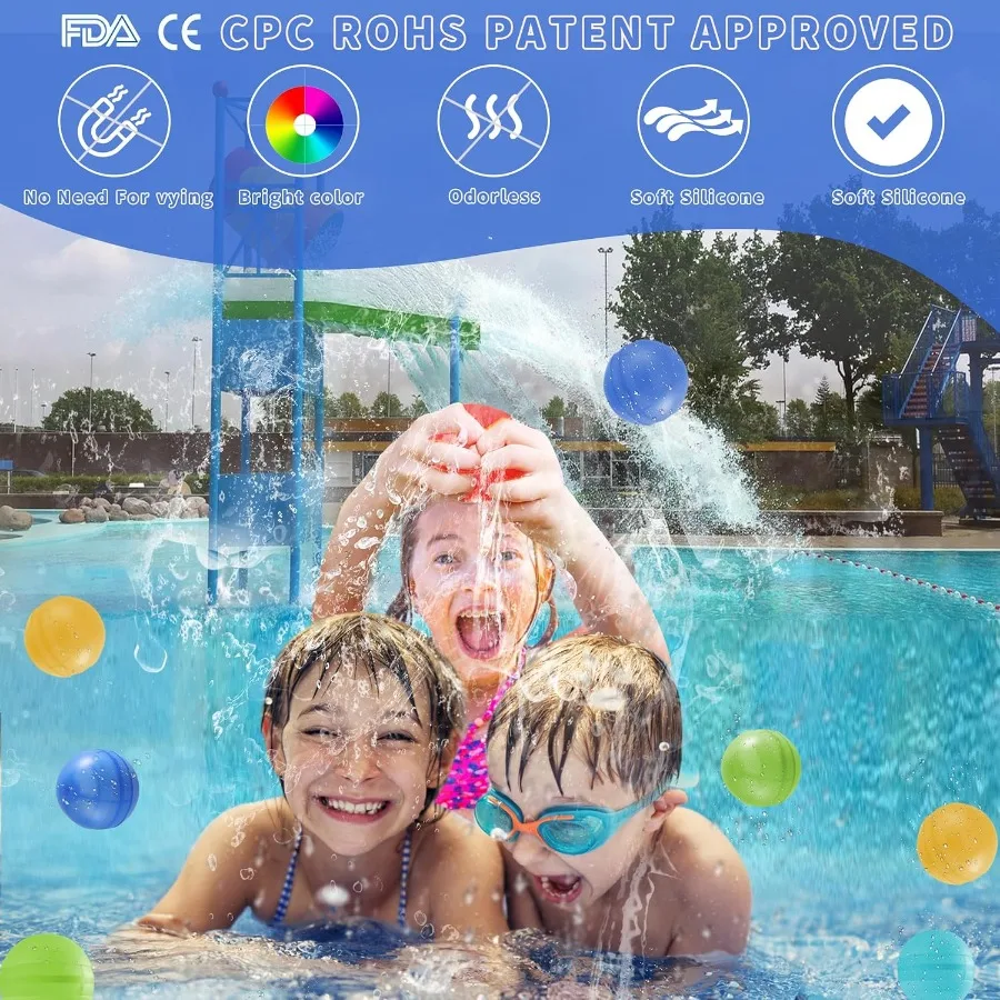 3 Stück wiederverwendbare WasserballonsQuickFill Wasserbomben Silikon-Wasserbälle für Kinder im Alter von 3–12 Jahren Outdoor-Wasserball kämpft Sommerparty Supp