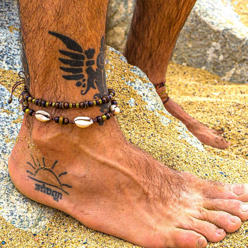 Boho Surf Cowrie Shell Mens Anklet Bracelet