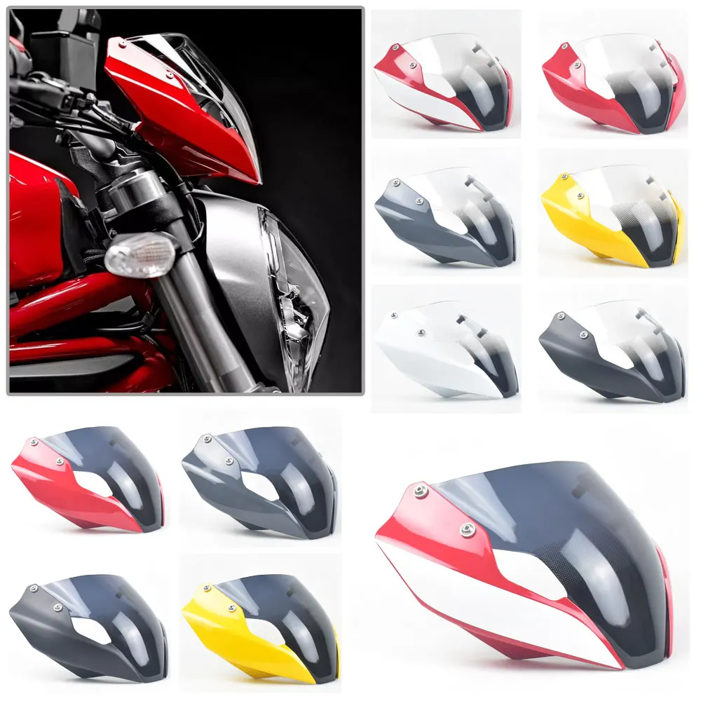 Naked Bike Windshield Smoke Deflector With Bracket Mounting Screws For DUCATI MONSTER 821 1200S 797 2018-2021 Years