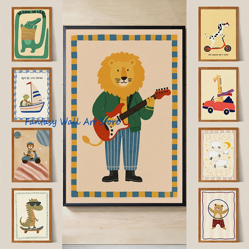 Kids Educational Poster - Nordic Cartoon Animals Poster Prints Cute