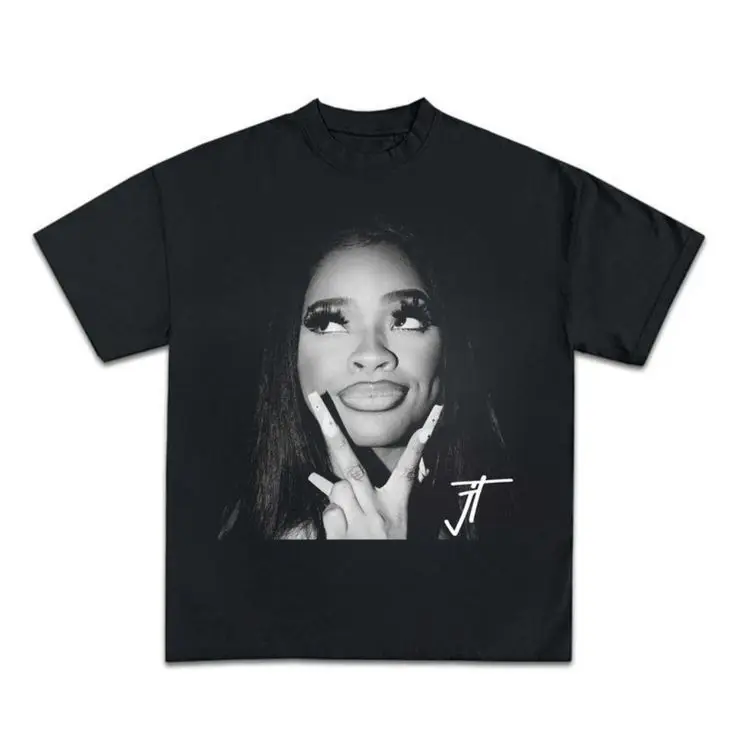 European and American Trendy Brand T-shirt - Sweet Girl New Style Short Sleeve Loose Faceprint Cotton Insulated Shirt