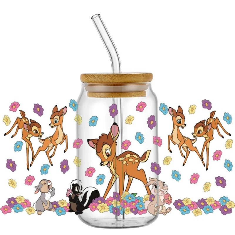 Top Quality Miniso 3D Cartoon Sika Deer Decal 16oz UV DTF Cup Wrap Transfers Stickers Washable Custom Logo DIY Mug Sticker