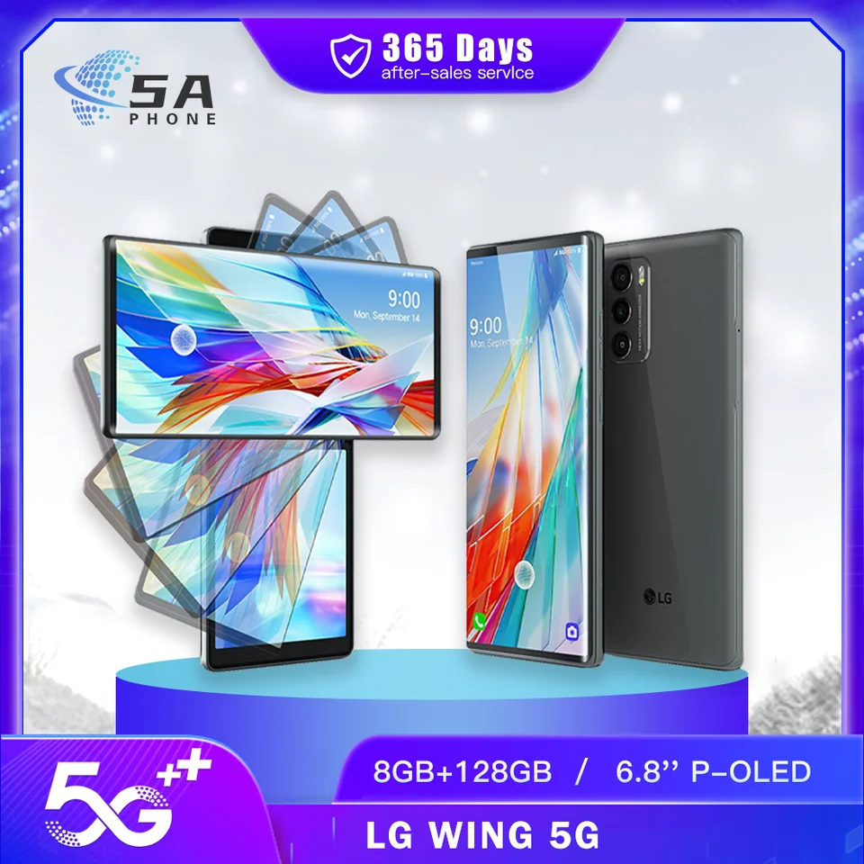 Unlocked Original LG WING 5G CellPhone F100VM F100TM F100N F100 4G