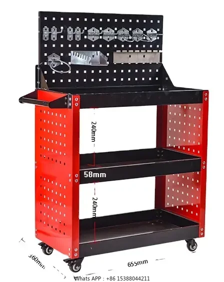 Tool Cart With Back Board Workshop Metal Tool Cabinet With Handle And Wheel Storage Tool Cabinet