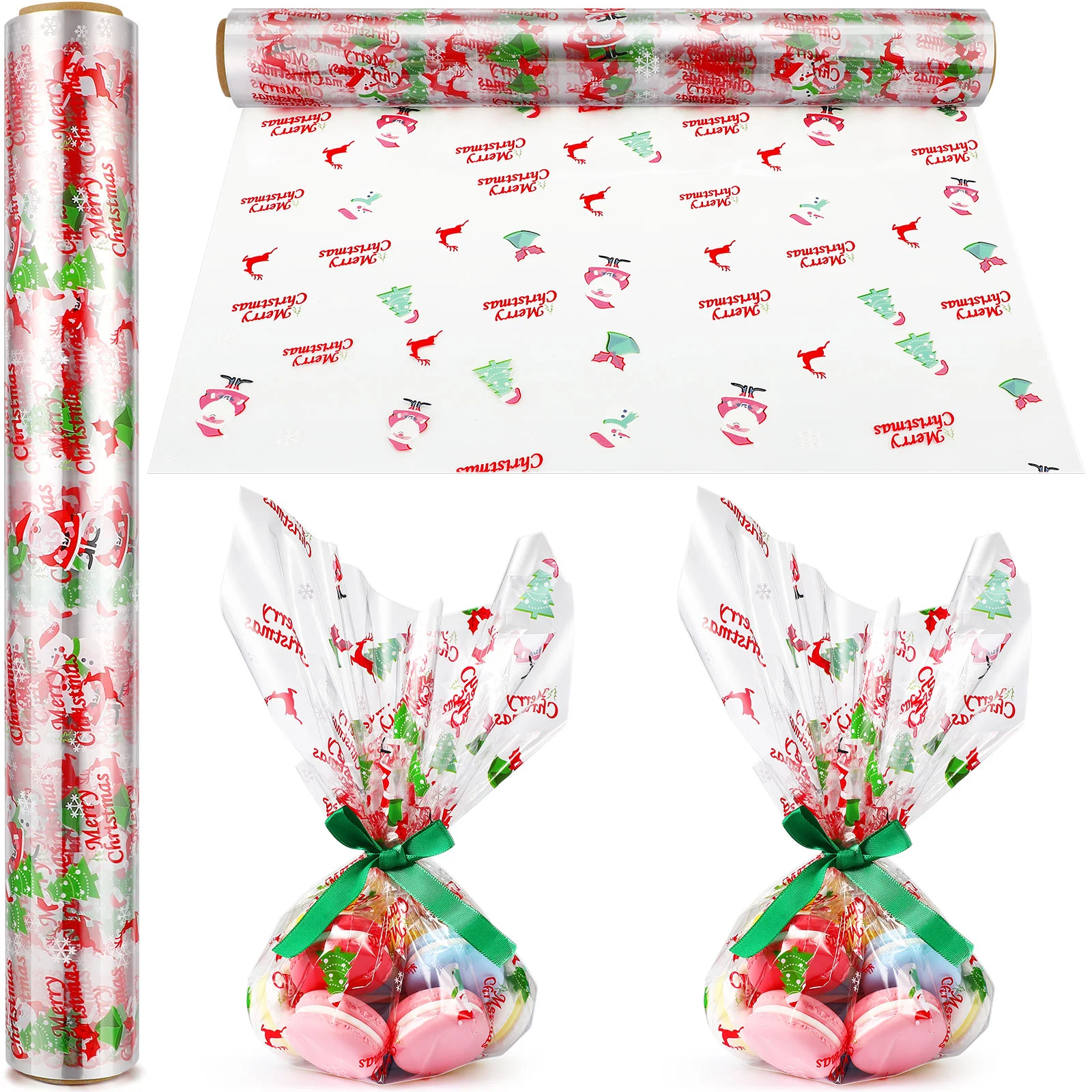 

STOBOK Transparent Cellophane Paper 25 Mil Xmas Wrapper Packing Paper Decorative Cellophane Wrapping Sheet Roll Gifts Baskets O