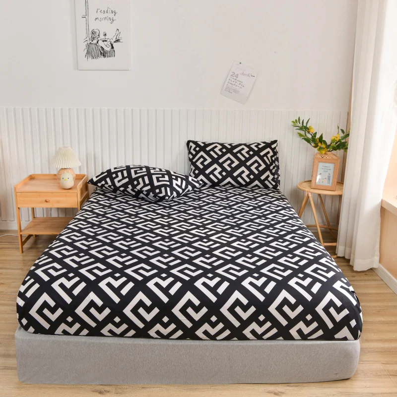 Simple Style Bedsheet Breathable Bed Cover Fitted Sheet with Elastic Band Mattress Protector Home Bed Linen (No Pillowcase)