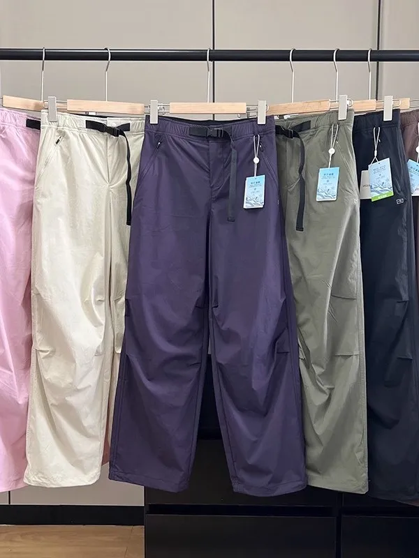 

Lightweight Cool Casual Straight Leg Pants High Waist Korean Style Commute Wind Summer Workwear Trousers with Pockets