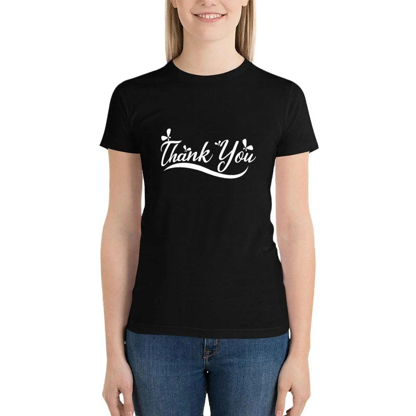 Thank you T-Shirt hippie clothes summer top spring clothes Women 2024