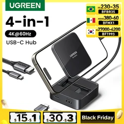 UGREEN 접이식 USB C 허브, 휴대폰, 태블릿, 노트북, 맥북 프로, 에어, 안드로이드, USB 분배기, 4K 60Hz, HDMI, PD100W, USB3.0 도킹 스테이션