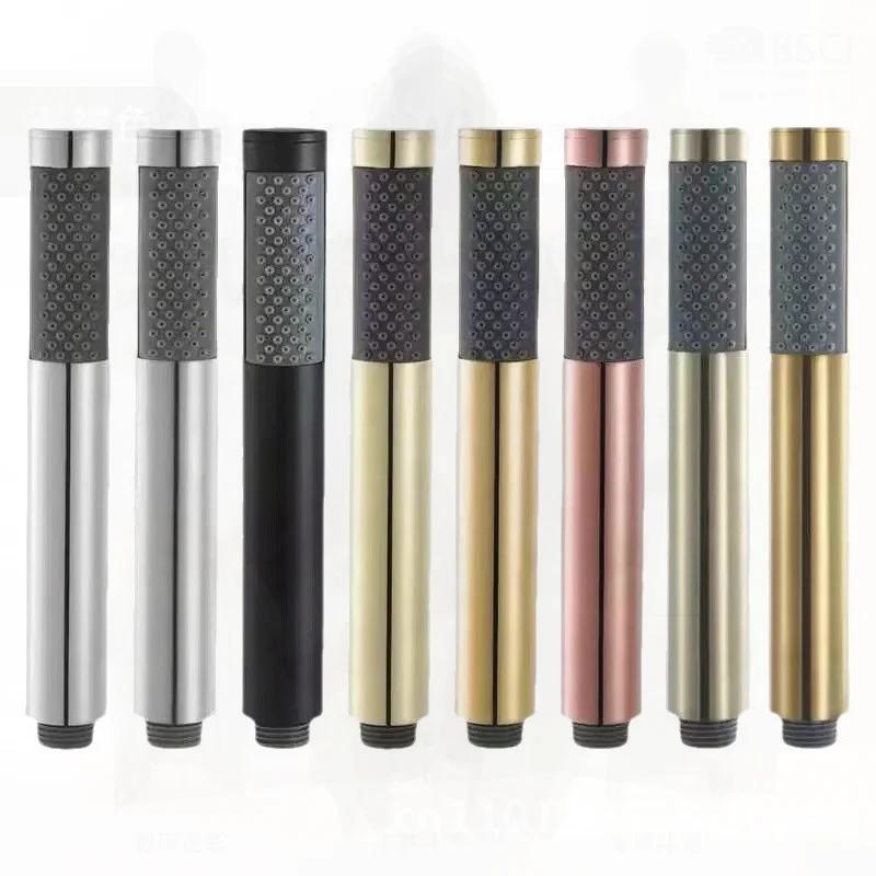 

304 Stainless Steel Gold Hand Shower Head Cylindrical Pressurized Rainfall Shower Spray Surface Mounted Modern Minimalist