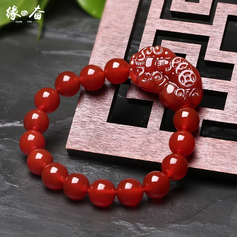 Factory Wholesale Chalcedony Red Agate Pi Xiu Bracelet Personality Ladies Bracelet Picchu Men's Couple Jewelry