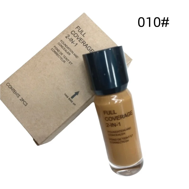 Volledige dekking 2-in-1 foundation en concealer Diepe vleeskleur Vloeibare foundation Glas Hydraterende concealer Vloeibare make-up