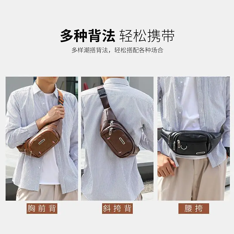 

Leather Material Cash Register, Portable Waist Bag with Opening, Waterproof Mobile Wallet, Large Capacity and Multiple Pockets