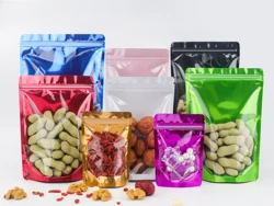 100pcs  side transparent stand up pouch,moisture proof sealing bags,oats biscuits small business packaging bags