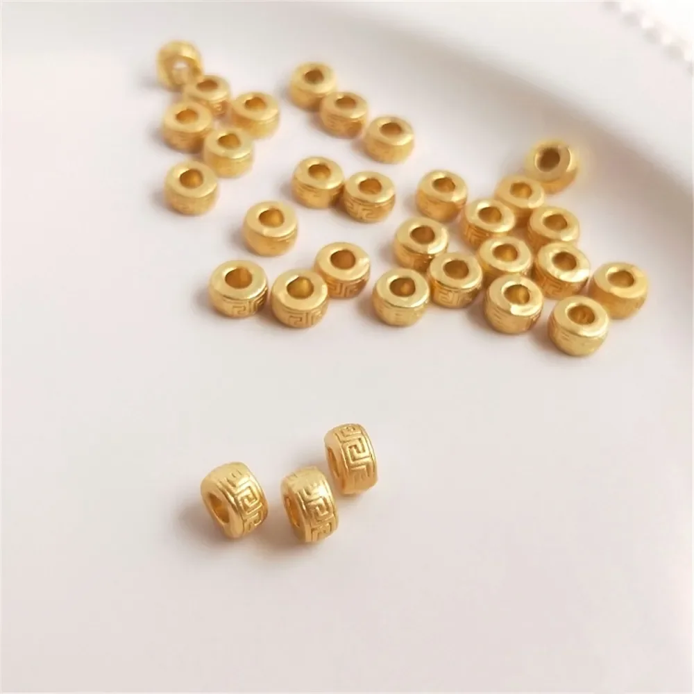 

Dumb jinsha gold color back beads drum beads wheel beads handmade diy first jewelry bracelet loose beads accessories